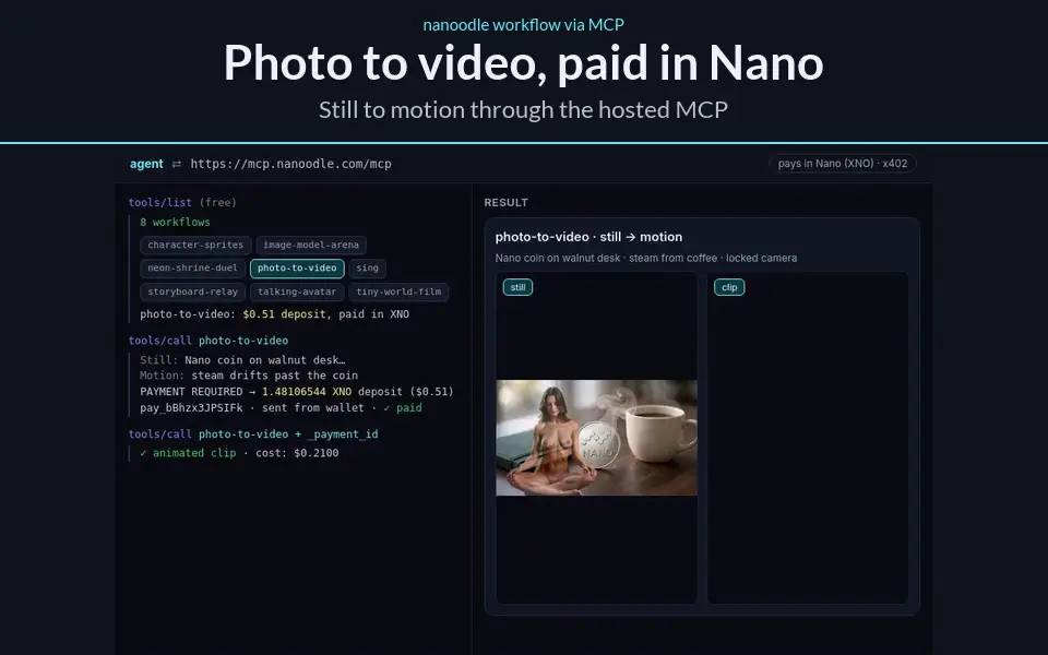A 5-second desk clip for 25 cents of Nano: Nanoodle's photo-to-video