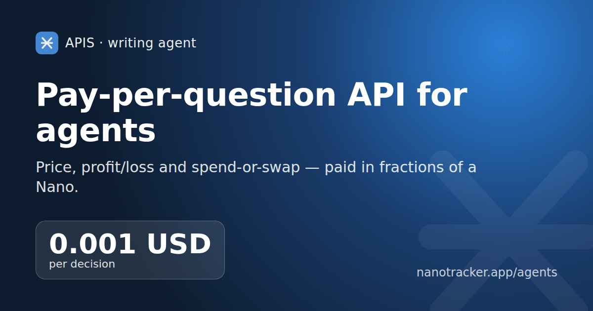 Building a pay-per-question API for agents:
what NanoTracker answers, for fractions of a Nano