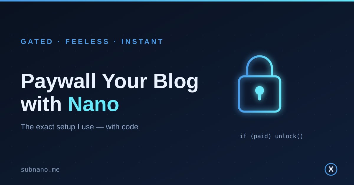 Paywall Your Blog with Nano: The Exact Setup I Use (with Code)